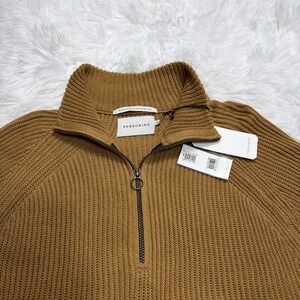 PEREGRINE Sweater Mens Small Beige Tan Waffle Knit Fisherman 1/4 Made In England